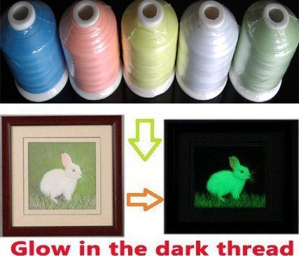 Simthread Glow in The Dark Machine Embroidery Thread 1000yards(1000M) 5 spools Set 30WT for Halloween Christmas Embroidery and Sewing Machines