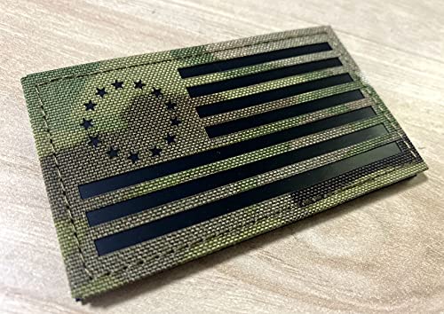 2x3.5" Infrared IR Betsy Ross USA American Flag Tactical Vest Patch Hook-Fastener Backing (Multicam)
