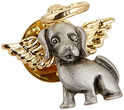 Dog Angel Memorial Lapel Pin, Bereavement and Sympathy Gift for Loss of Pet, 3/4 inch, Pewter and Gold, by Cathedral Art