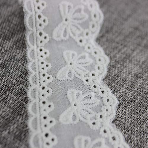 IDONGCAI Lace Sewing Trims Bowknot Eyelet Lace Ribbon Craft Lace Fabric Embroidered Lace 1.57'' Wide 7 Yards/lot