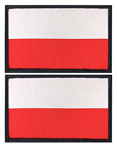 QQSD Poland Flag Patch Polish Tactical Patch - Hook and Loop Fastener, 2 Pack