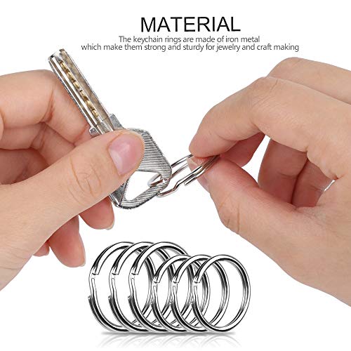 FANDAMEI 200 Pieces Split Key Rings Bulk for Keychain Key and Art Crafts(25 mm /0.98 inch 100pcs ，28 mm /1.1 inch 100pcs)