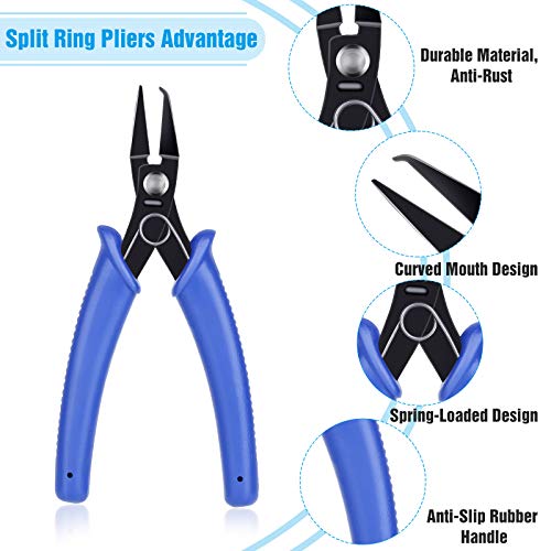 Split Ring Pliers for Jewelry Making, Evatage 2Pcs Jump Ring Opening Pliers for Opening Split Ring or Key Chain, Opener Tools for Jewelry Beading Repair Making Supplies