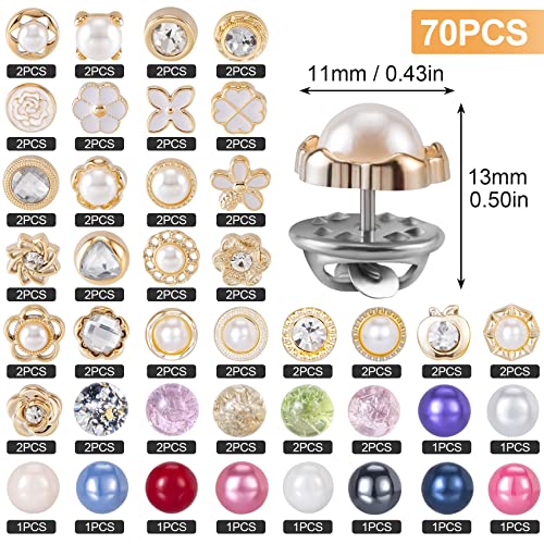 PAGOW 70 Pieces Women Shirt Brooch Buttons Cover up Pin Safety Brooc for Clothing Dress Supplies