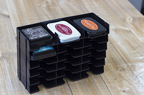 Spectrum Noir 6PC Universal Ink Pad Storage Unit Tray Stackable and Customisable Holder & Organiser, Black Pack of 6