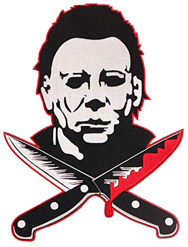 Halloween Michael Myers Knives Embroidered Iron On Back Patch 13" Horror Icon