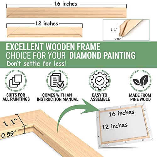 ARTIQO DIY Canvas Stretcher Bars 12x16 Inch Canvas Frame - Easy to Assemble, Gallery Wrap Oil Frame Kits Canvas Wood Stretcher Bars- for Oil Paintings, Prints, Paint by Numbers & Posters
