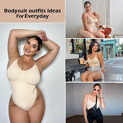 SHAPERX Bodysuit for Women Tummy Control Shapewear Seamless Sculpting Thong Body Shaper Tank Top,SZ5215-Beige-2XL/3XL
