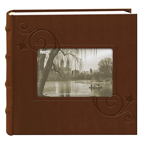 Pioneer Embossed Floral Frame Leatherette Cover Photo Album, Brown (4"x6")