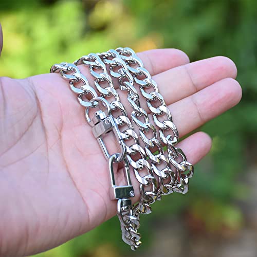 Yuronam 4 Different Sizes Flat Purse Chain Iron Bag Link Chains Shoulder Straps Chains with Metal Buckles Hook for Replacement, DIY Handbags Crafts, 47.2/31.5/15.7/7.9 Inches(Silver)