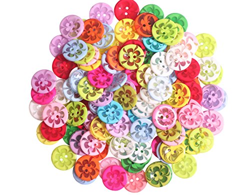 YAKA100 Pcs 20mm Assorted Color Resin Button 2 Holes for Sewing Crafts Scrapbooking and DIY Craft 0.8inch