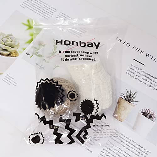 Honbay 100PCS Kraft Paper Blank Heart Tags with 100 Feet Jute Twine for DIY Crafts & Price Tags (White)