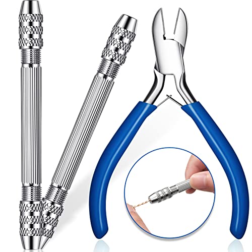 3 Pieces Jewelry Making Tools, Includes 2 Pieces Winding Copper Wire Tool and Jewelry Wire Cutter Plier Jewelry Making Wire Wrapping Tool for Hand-Making Jewelry Wire Double Ended Twist Braid Pin Vise