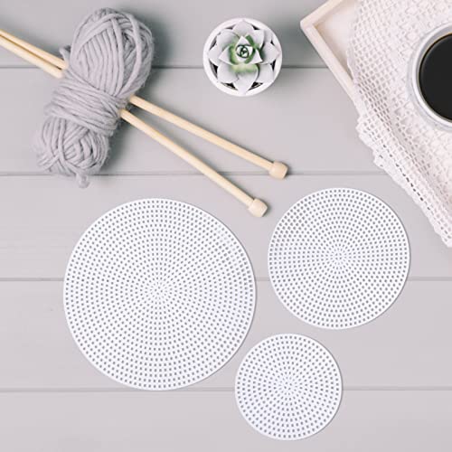 EXCEART 30pcs Plastic Mesh Canvas Sheets Circle Round Needlepoint Embroidery Canvas DIY Cross Stitch Bottom Mat for DIY Crafts Embroidery Knit and Crochet Project