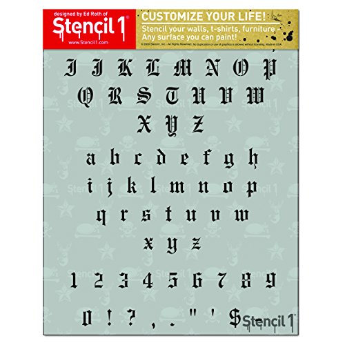 Stencil1 Old English Font Stencil - Upper and Lower Case Stencils Alphabet Stencil for Bullet Journal Supplies Scrapbooking Painting Drawing Craft (1/2" Letters)