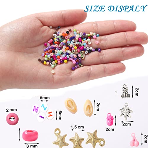 YITOHOP 18800+ pcs 3mm 8/0 48 Colors Glass Seed Beads,Waist Beads Kit,Small Beads Jewelry Making Kits for Girl Age 6 to 9 Year Old Gift DIY Bracelet Necklaces
