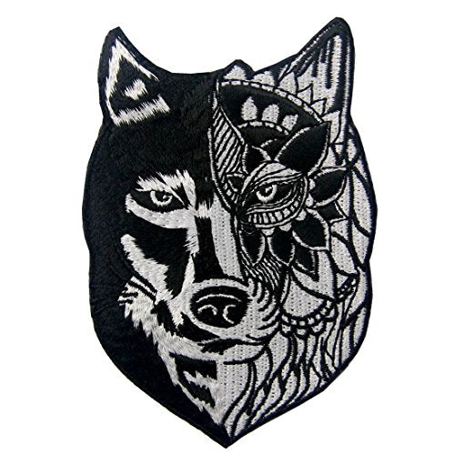 ZEGINs Sunflower Tribal Wolf Applique Embroidered Badge Iron On Sew On Patch