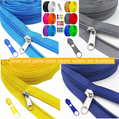 36 Yards 12Pieces #5 Zippers by The Yard for Sewing Assorted Lengths Nylon Coil Zippers with 96 Pcs Colorful and Silver Sliders for Mixed Supplies for Tailor Bag Clothing Pillow DIY Craft (12Colors ）