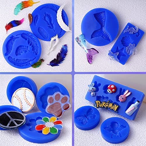 LET'S RESIN Silicone Molds Making Kit 30A, Blue Silicone for Making Molds,2 Part Molding Silicone, Liquid Silicone Rubber Mixing Ratio 1:1 - Ideal for Resin Molds, Silicone Molds DIY Making (20.8oz)