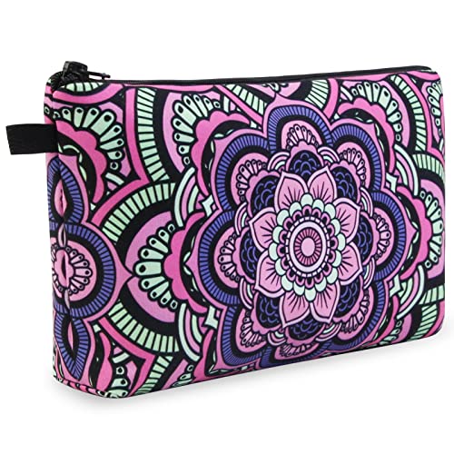 MAGEFY Makeup Bag Waterproof Cosmetic Pouch with Black Zipper Portable Travel Cosmetic Bag for Women Lightweight Makeup Pouch for Girls (1 pack, purple flower 0178)