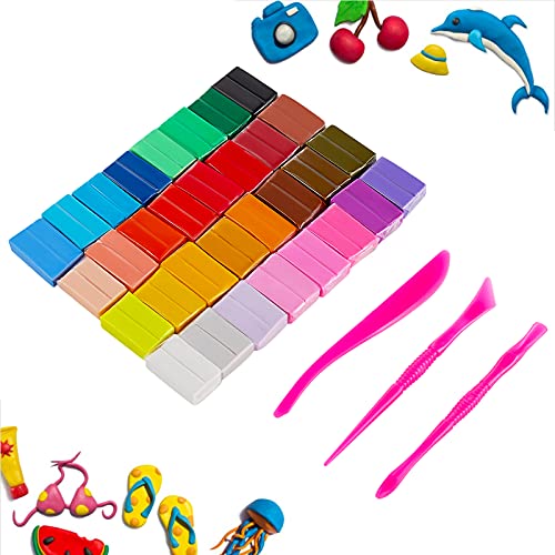 CiaraQ Small Modeling Clay Set, 32 Colors Safe & Non-Toxic Oven Bake Polymer Clay Starter Kit for Kids/Beginners