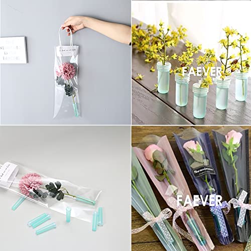 LISHINE 200 Pack Floral Water Tubes 2.8 Inch Flower Water Tubes Small Flower Vials with Caps for Water Mini Single Floral Stem Water Tubes for Flower Arrangement, Milkweed, Cutting