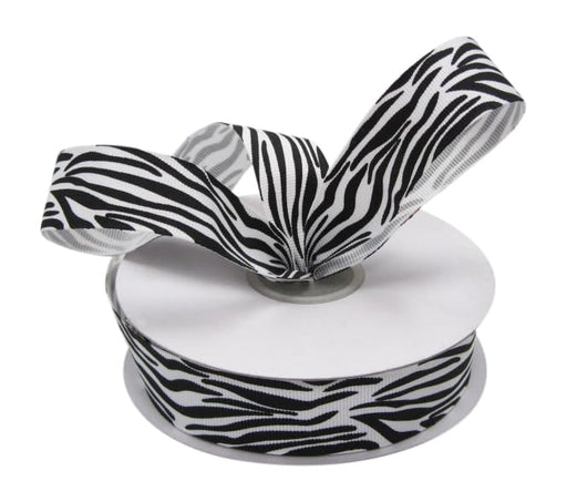 Ribbon Bazaar Grosgrain Zebra Print - White 2-1/4" 25yd