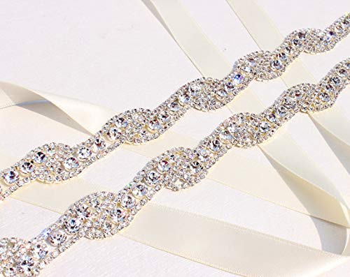 Rhinestone Chain Trim with Crystals for Wedding Dress Belt Bridal Headpiece or Jewelry Making Shoes Bags (Silver)