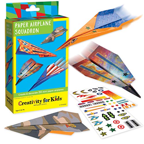 Creativity for Kids Paper Airplane Squadron - Create 20 Paper Planes, Stocking Stuffers for Boys and Girls