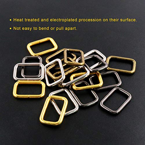 Rustark 60 Pcs 1 inch/25mm Metal Rectangle Ring Assorted 4 Color Strong Bag Purse Snap Hook Loop Webbing Belts Buckle for Belt Bags DIY Accessories Macrame(Silver, Gold,Black, Gunmetal)…