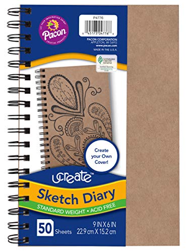 UCreate Create Your Own Cover Sketch Diary, Nat. Chip Cvr., 9" x 6", 50 Sheets