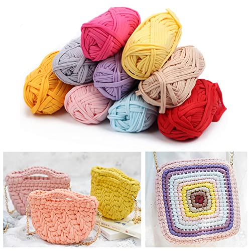 2 Pack T-Shirt Yarn Knitting Yarn Fabric Crochet Cloth Solid Color DIY Hand Craft Bag Blanket Cushion Crocheting Projects (Purple)