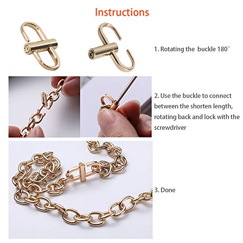 Adjustable Metal Buckle for Shoulder Chain Strap Women Bag Length Shorten Purse Chain Adjuster Metal Clip Accessories 4pcs (Rose Gold, Gold, Small)