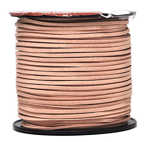 Mandala Crafts 100 Yards 2.65mm Blush Faux Suede Cord - Flat Vegan Leather Cord for Jewelry Making Beading - Leather String Cord Leather Lace for Necklace Bracelet