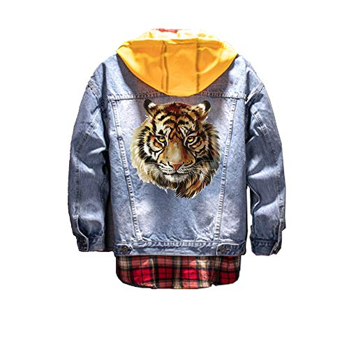 Tiger Head Heat Transfer Iron on Stickers for T-Shirt Jeans Pillow Clothes DIY Decoration A-Level Washable Patches with Waterproof Environmental Protection Decoration Applique