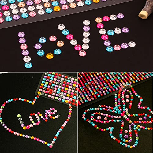 3120pcs 6mm Self-Adhesive Rhinestone Stickers Gem Stickers Jewels Crystal Embellishment Sheet for Crafts DIY Card Making (12 Sheets)
