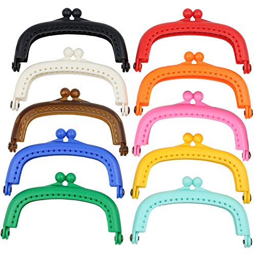 Fivebop 10Pack Plastic Kiss Clasp Lock Candy Color DIY Purse Making Frame with Holes for Coin Purse Handbag Sewer Tailors(10Pack-Multicolor)