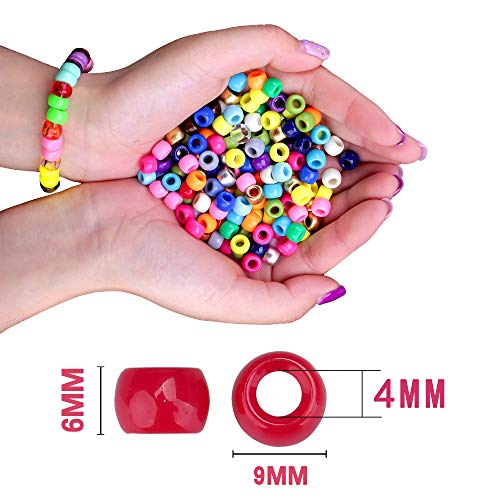 Greentime Pony Beads Jewelry Making Kit, 9mm Pony Beads Rainbow Opaque Beads Small Loose Spacer Beads for Friendship Bracelet Jewelry Necklace Making Crafts for Independence Day Gift (24colors)