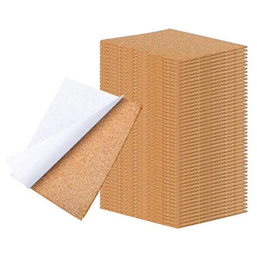 4 x 4 Inch Self Adhesive Cork Squares 100 MM Backing Cork Tiles Sheets for Coasters and DIY Crafts, 40 Pcs.