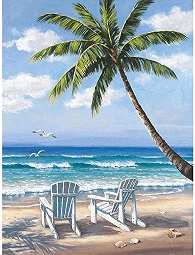 TINDAY Paint by Number Beach DIY Paint by Number Kits for Adults Kids Beginner DIY Canvas Painting by Numbers Painting DIY Acrylic Painting for Home Decoration Paint by Numbers Hawaii 16x20 Inch