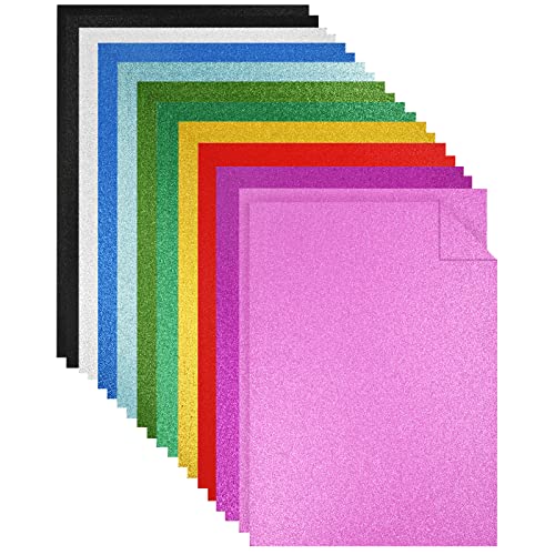 Glitter Cardstock, Double Sided Glitter Cardstock Paper for Crafts, 20 Sheets 10 Colors Glitter Paper for DIY & Art Projects, Sparkly Card Stock Paper for Cricut, Card Making, Scrapbooking, 250 GSM
