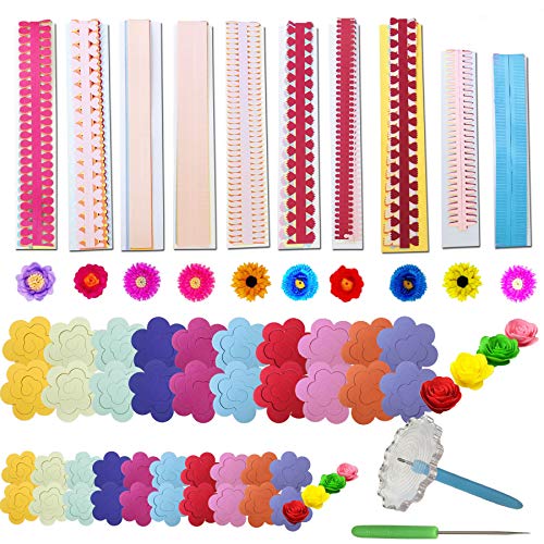 Woohome 143 PCS Paper Quilling Strips Flower Design Set Quilling Flowers Paper Handmade Flower Design Paper Art Quilling for Crafts, Home Decoration