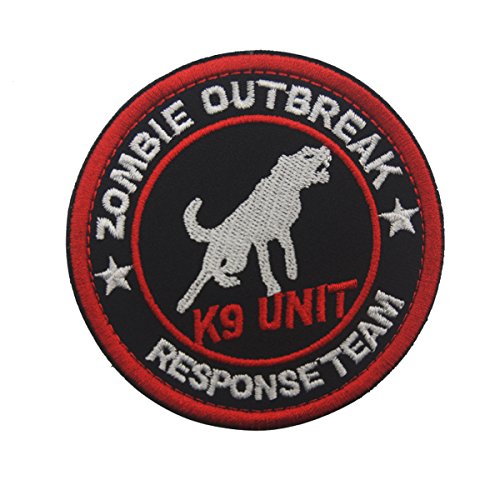 ODSP 3" Round Sized Zombie Outbreak Response Team K9 Unit Embroidered Patch Hook and Loop Backed Badge for Tactical Dog Harness Vest (2PCS)