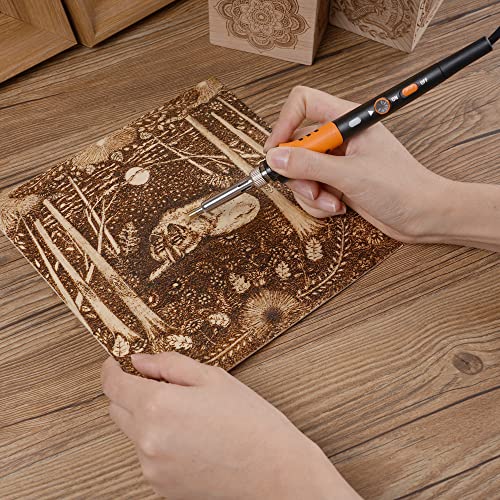 Wood Burning Kit,72 pcs Wood Burning Tool with Adjustable Temperature 200~450°C, Wood Burner Tools Set with Pyrography Pen for Embossing Carving DIY Adults Crafts Beginners