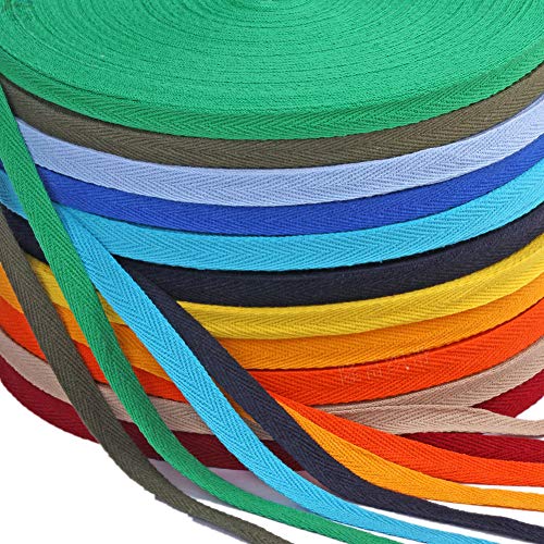 54Yards Width 3/8" Cotton Ribbon Canvas Webbing Trim Bias Binding Tape Fabric Tapestry for Straps Belts Making Gift Wrapping Craft (Grey)
