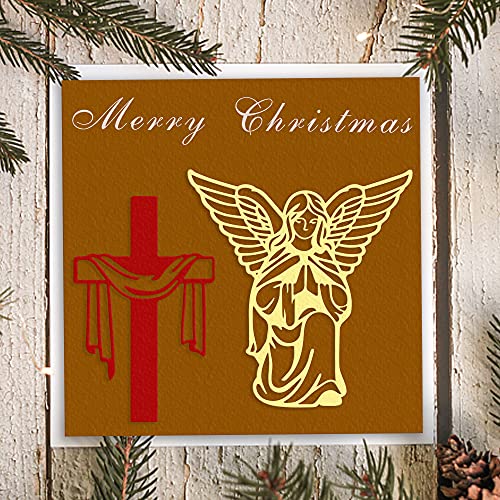 Christmas Religion Cutting Dies for Card Making, Cross Die Cuts Goddess Goddess Angel Frame Dies Embossing Template for DIY Scrapbooking Craft