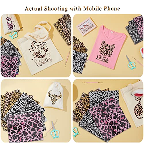 Tintnut Leopard Heat Transfer Vinyl-Cheetah-8 Sheets HTV Bundle - 12 x 10 inch Iron on Vinyl Animal Patterned Assorted Colors Heat Transfer Camouflage DIY T-Shirts for Cricut or Silhouette Cameo