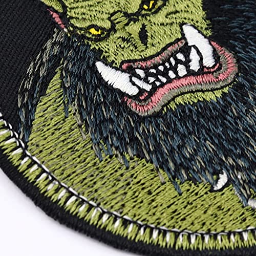 Ogre Monster Embroidered Patch to sew-on/Iron-on | Fantasy Creature Badge | Green Ogre Designed Applique Patches for Jeans, Jackets, Vests, Backpacks, Motorcycle Case 2.95X2.95 in