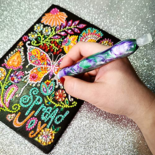 Diamond Art Pen, Diamond Painting Pen, Diamond Art Painting Accessories Tool Kit Drill Pen for Adults, 5D Resin Diamond Art Drill Pen Stylus Tips Placers Heads and Wax, Rhinestone Picker Orchid