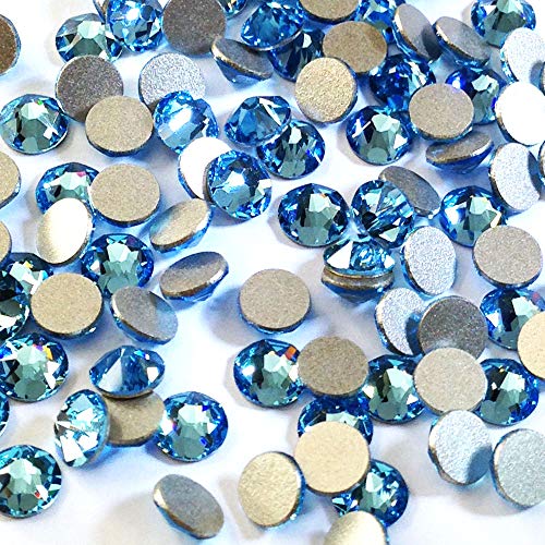 AQUAMARINE (202) lake blue Swarovski NEW 2088 XIRIUS Rose 20ss 5mm flatback No-Hotfix rhinestones ss20 144 pcs (1 gross) from Mychobos (Crystal-Wholesale)